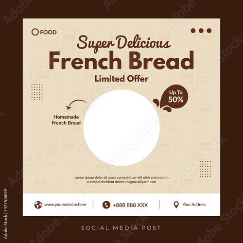 French bread social media promotion template