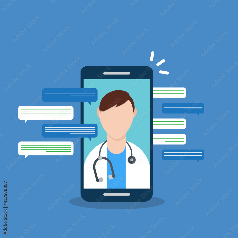 Telemedicine, smart phone with doctor on screen. Telemedicine, smart phone with doctor on screen.