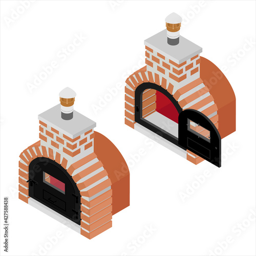 Traditional brick oven for cooking and baking pizza