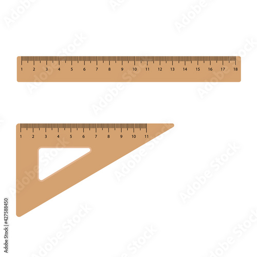 Wooden rulers set vector