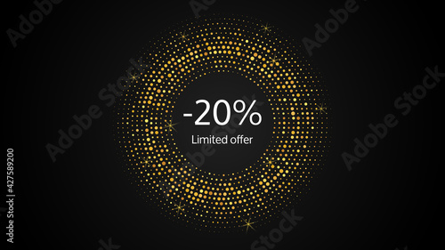 Limited offer gold halftone dotted banner