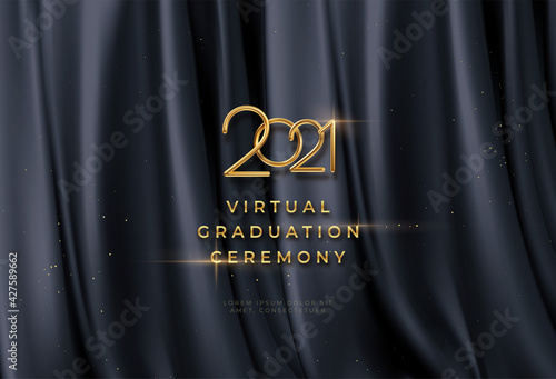 Congratulations golden award on black silk background. Graduate award. Award nomination background. Vector illustration