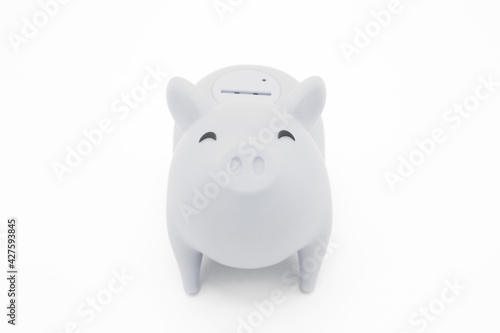 Piggy bank on white background. Finance  saving money concept.
