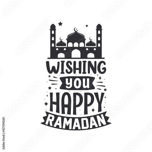 Wishing you happy ramadan- Greeting card for holy month ramadan. photo