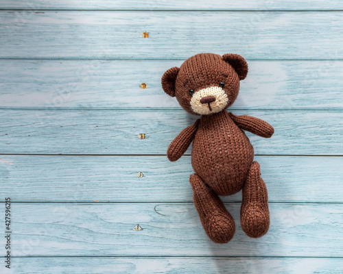 Wallpaper Mural A brown bear on a blue board. Torontodigital.ca