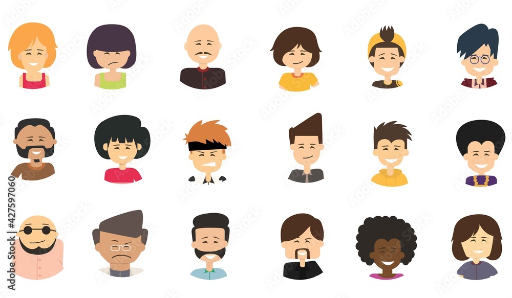collection of male and female avatars isolated on a white background. boys and girls, men and women. vector illustration.
collection of male and female avatars isolated on a white background. boys and girls, men and women. vector illustration.