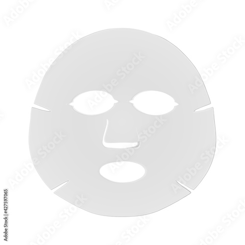 White textile facial beauty sheet mask isolated on white background  3d realistic vector illustration. Skincare mockup product