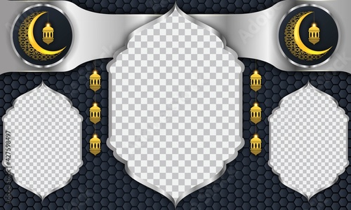 Ramadan kareem background for social media post design template. crescent moon and lantern element. Islamic backgrounds for posters, banners, greeting cards and social media post template.