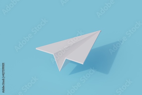 Wallpaper Mural paper plane toys single isolated object. 3d render illustration Torontodigital.ca