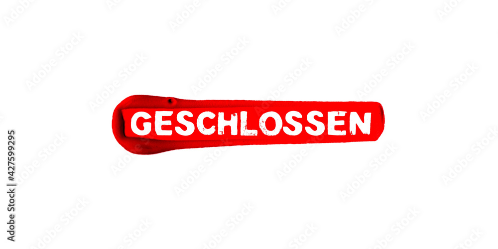 Gemalter Pinselstreifen mit roter Farbe: Geschlossen Gemalter Pinselstreifen mit roter Farbe: Geschlossen