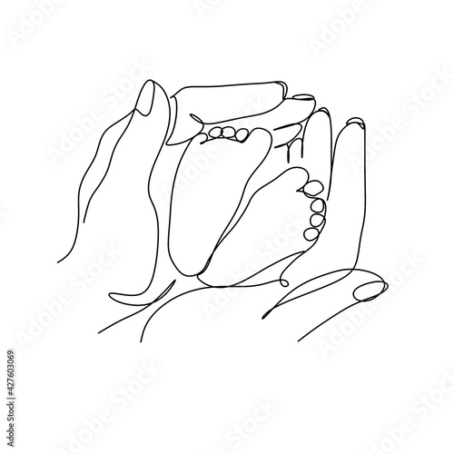 Pregnant woman one line drawing on white isolated background. Vector illustration