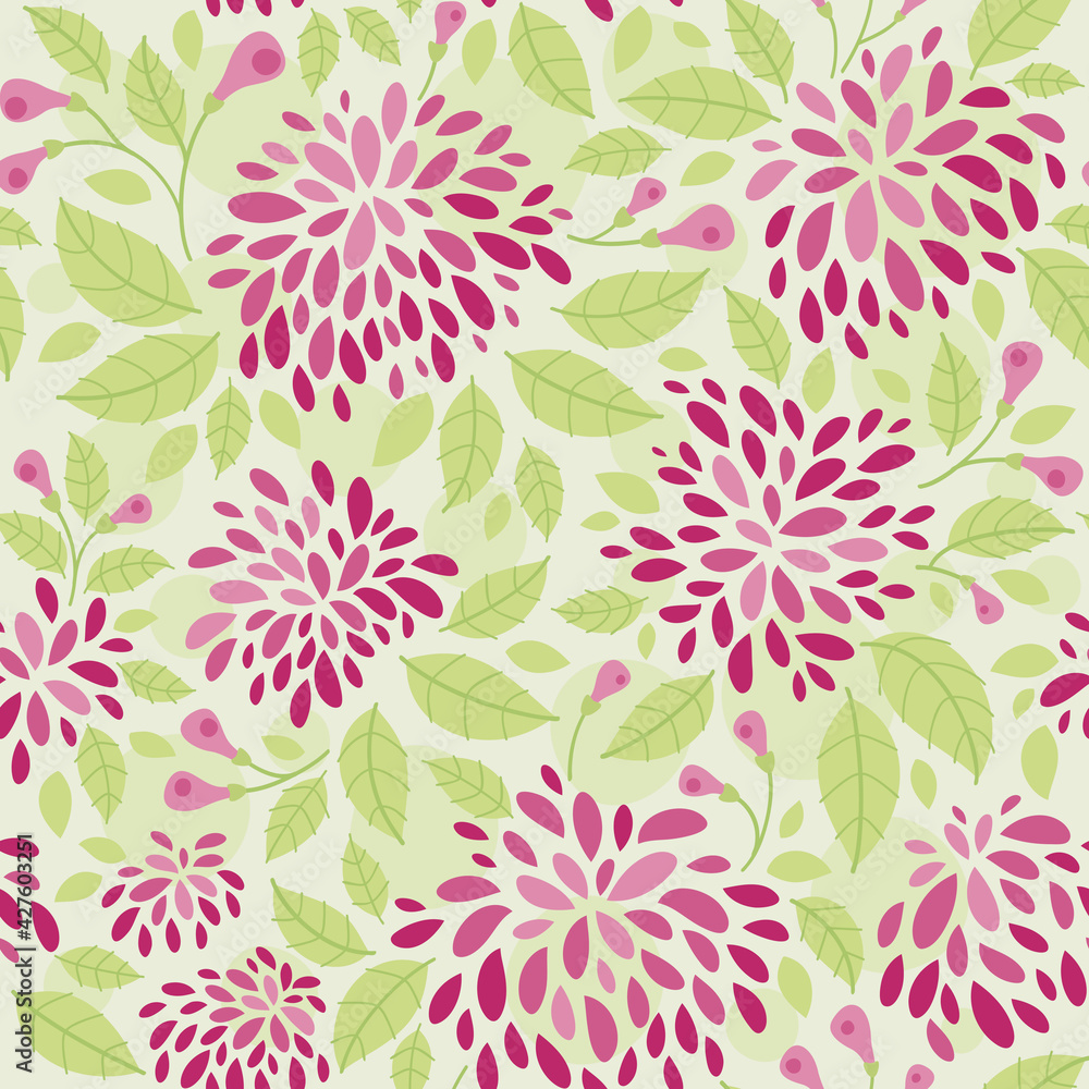 Spring flowers, garden - Seamless pattern in a flat style. Spring mood. Background for fabric, textile, wallpaper, poster, web site, card, gift wrapping paper Spring flowers, garden - Seamless pattern in a flat style. Spring mood. Background for fabric, textile, wallpaper, poster, web site, card, gift wrapping paper
