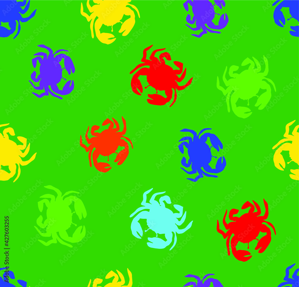 Obraz premium Abstract Hand Drawing Colorful Crabs Repeating Pattern Isolated Background