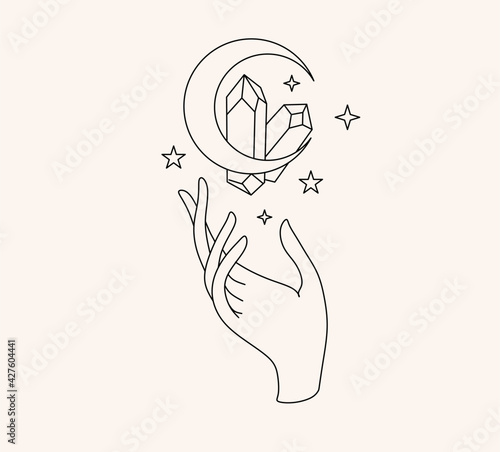 Woman with stars and crystals line