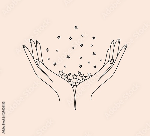 Woman with stars and crystals line