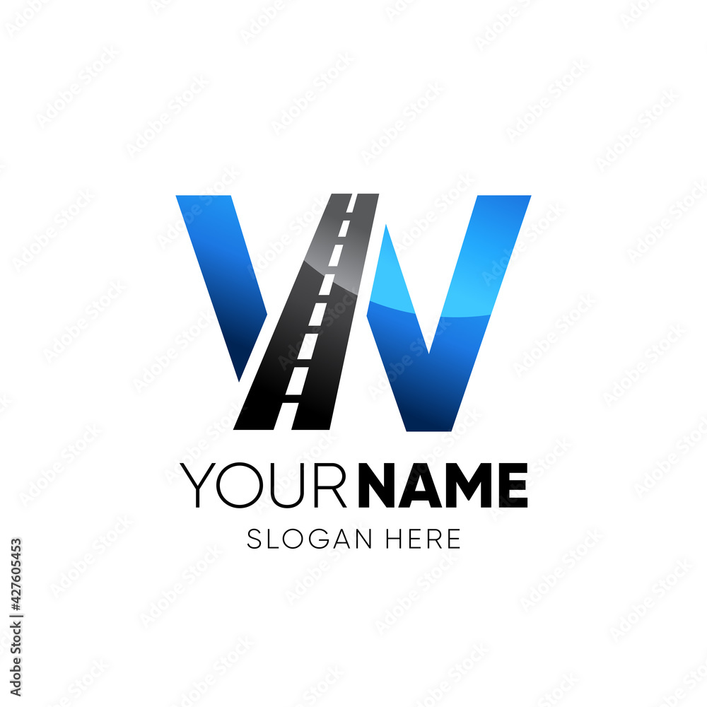 Initial W Letter Road Way Logo Design Vector Graphic Initial W Letter Road Way Logo Design Vector Graphic