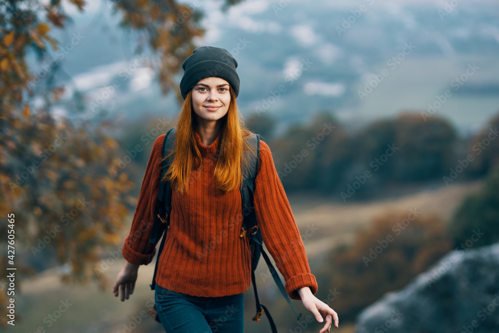woman hiker backpack landscape vacation lifestyle nature woman hiker backpack landscape vacation lifestyle nature