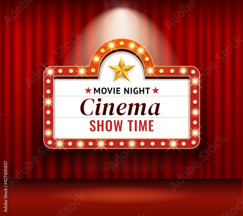 Cinema theater frame retro vector illustrations.