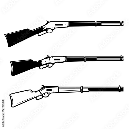 Obraz na plátne Illustration of winchester rifle in monochrome style