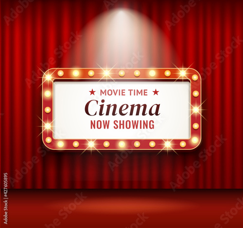 Cinema theater frame retro vector illustrations.