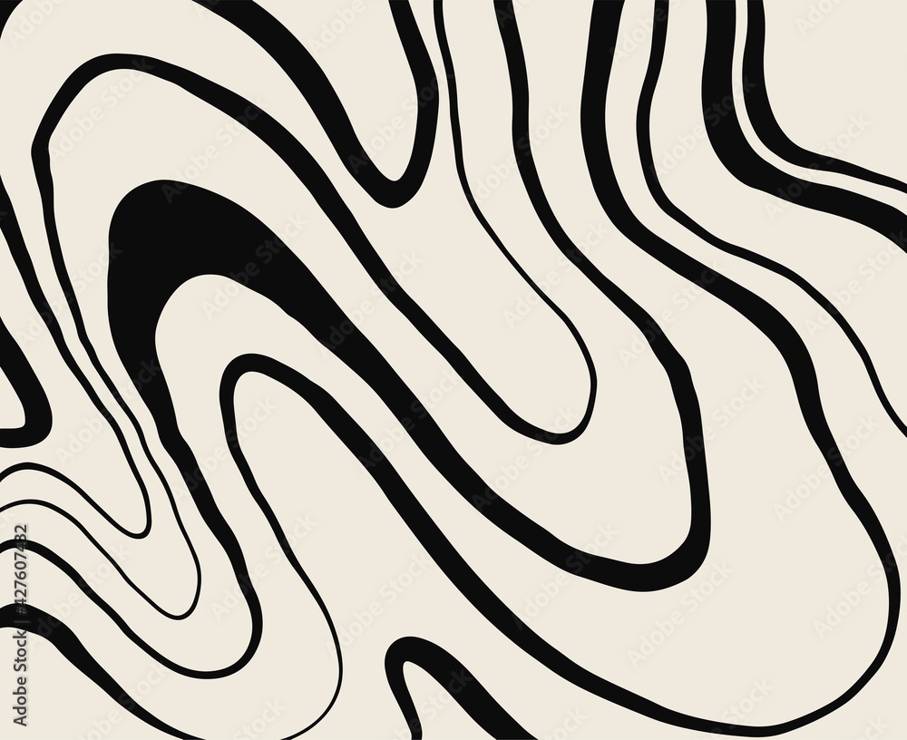 Obraz premium Black and white, grey abstract marble stone design, natural texture, waves. Luxury ink, liquid stains, abstract landscape. Patterns, covers, logo, branding template.