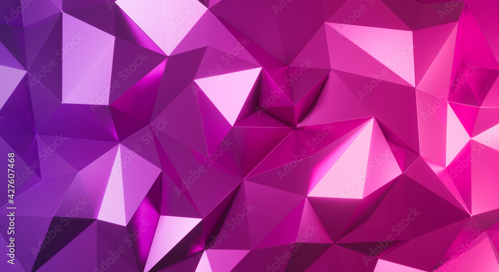 Obraz premium Abstract polygon triangle background with purple gradient. 3d render design. 