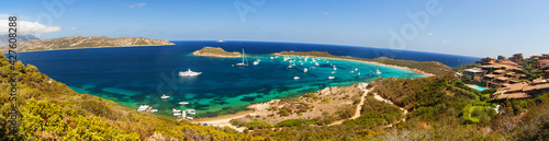 Panoramic shot of Sardinia sea and Capo Coda Cavallo beach