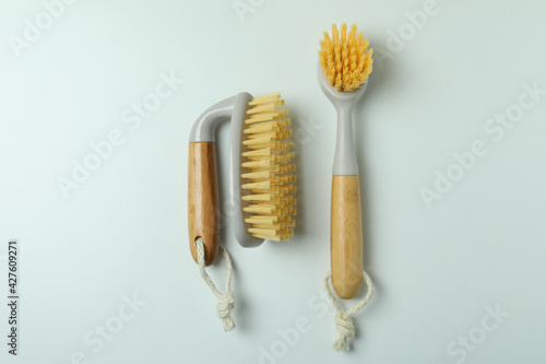 Two eco friendly brushes on white background