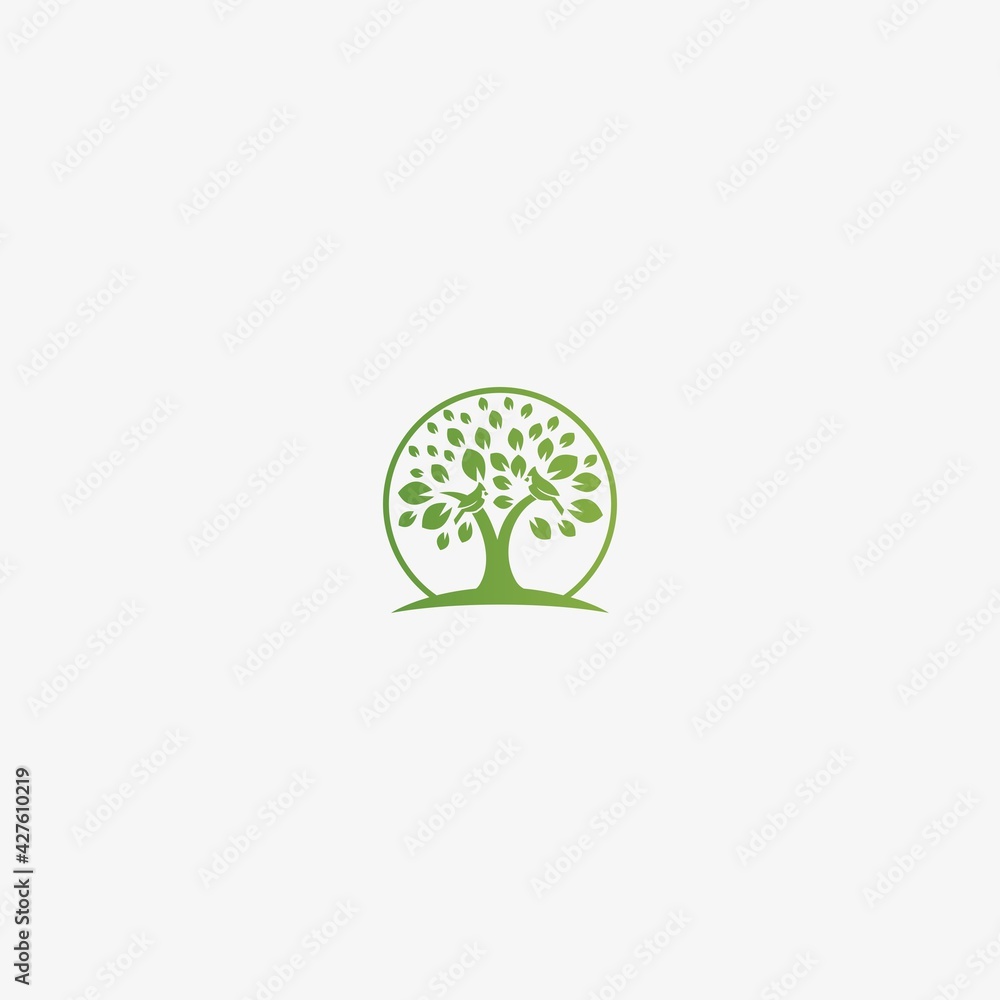 Tree With Bird Icon Logo Design Template. Education. Vector illustration.