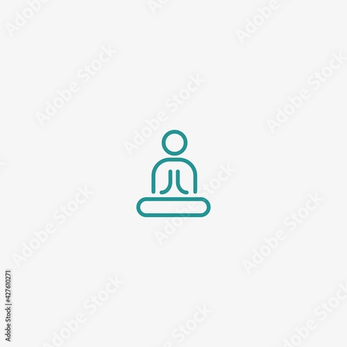 Abstract yoga human linear logo. Thread person flower balance logotype. Creative spa, guru vector mark.