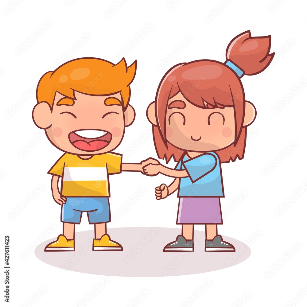 Cute happy kid doing hand shake with friend Premium Vector
Cute happy kid doing hand shake with friend Premium Vector