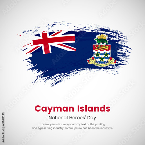 Brush painted grunge flag of Cayman Islands country. National heroes day of Cayman Islands. Abstract creative painted grunge brush flag background.