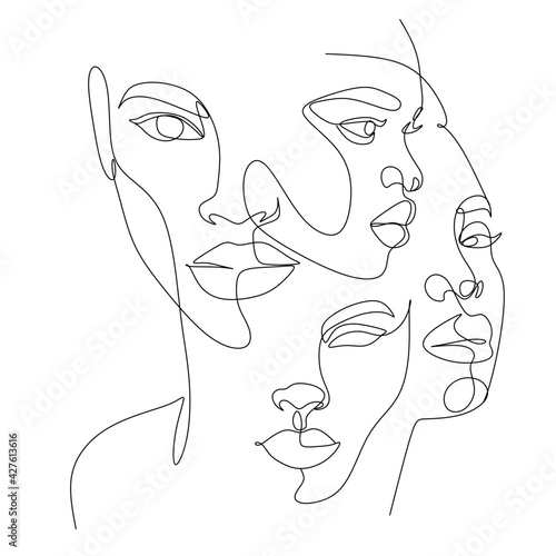 Line Art Woman Face Drawing. Black Woman Vector. Afro American Female Logo. Contouring Line. Minimalist Face. Beauty salon