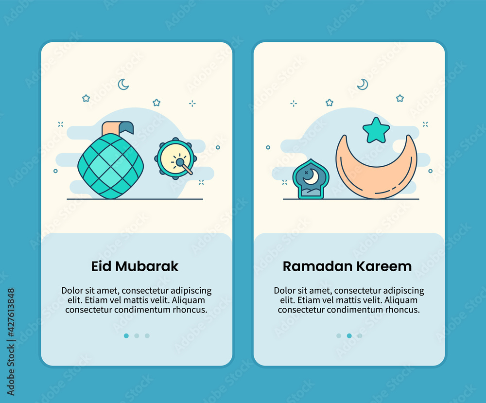 eid mubarak and ramadan kareem design onboarding design mobile page screen app