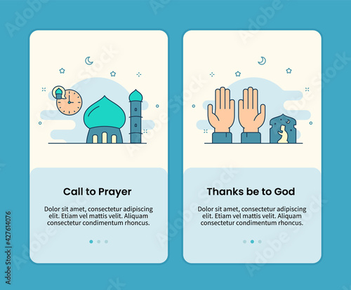 call to prayer and thanks to god design onboarding design mobile page screen app