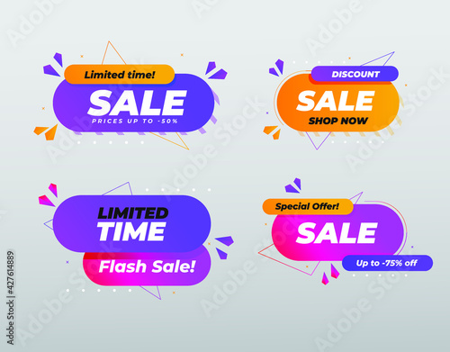 Set of colorful sale labels