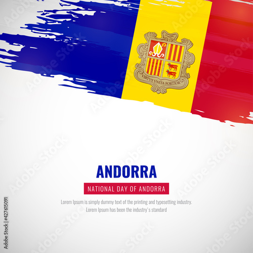 Happy independence day of Andorra with brush style watercolor country flag background