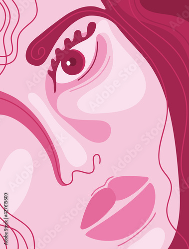 Abstract face of a woman - Vector illustration. Abstract poster, banner for your design or interior