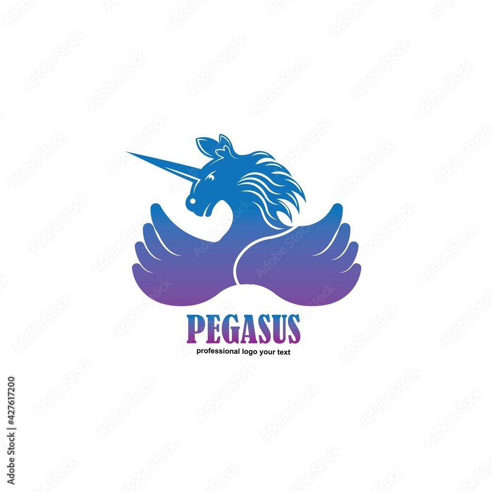 Fototapeta premium Pegasus logo concept vector icon illustration 
