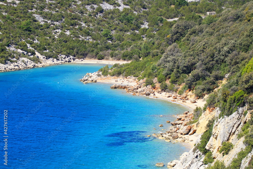 Beautiful blue Adriatic sea on island Rab, Croatia