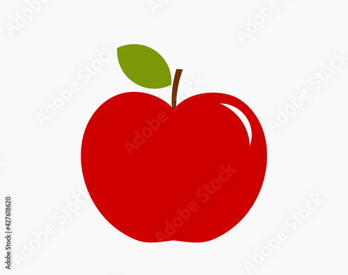 Red apple icon. Flat design apple fruit symbol. Vector illustraiton.