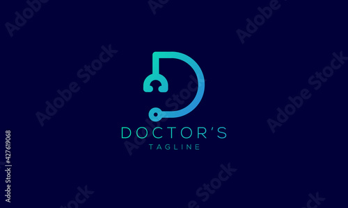 Creative and modern D letter logo design template with stethoscope  for use any Medical and Pharmaceutical  business