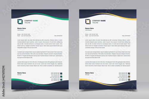 Letterhead design template. Creative, clean and elegant modern business professional letterhead template design. Wave. Illustration vector