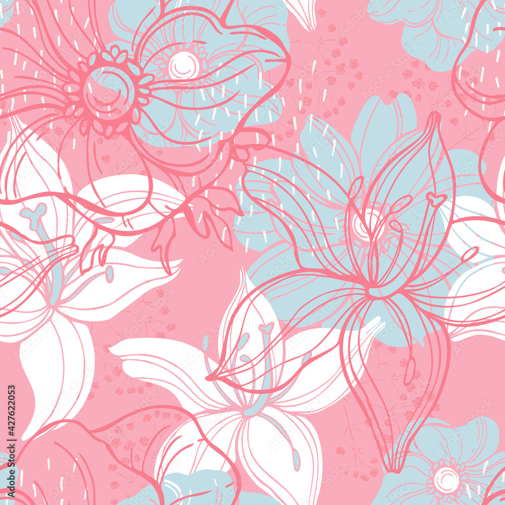 Floral pattern with lilies.