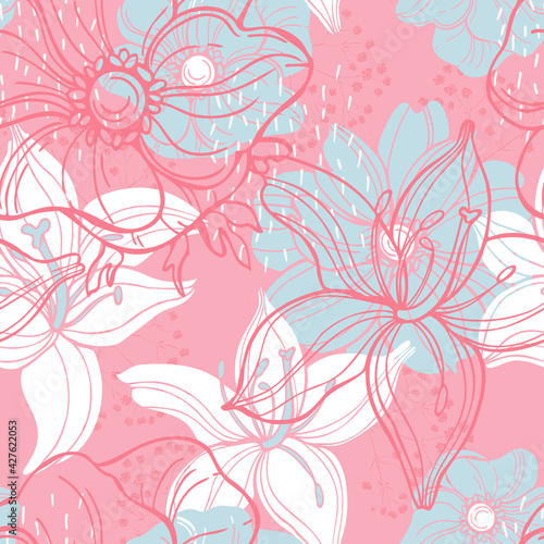 Floral pattern with lilies.