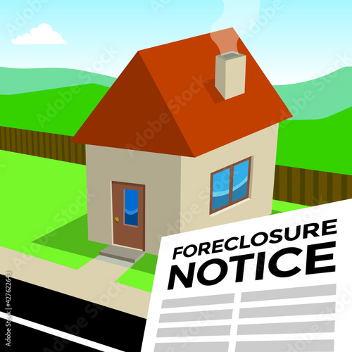 foreclosure notice, house, vector illustration 