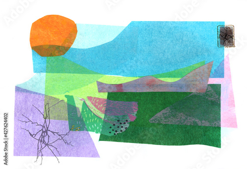 artistic background collage from different texture elements