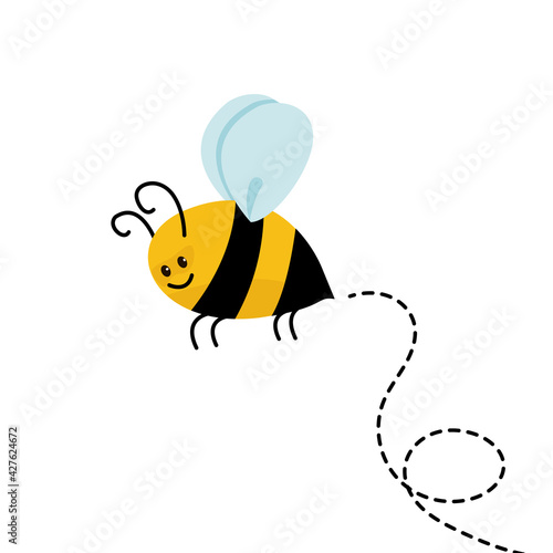 Cute little bee with cartoon style. Vector illustration