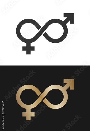Simbolo infinito che unisce maschile e femminile