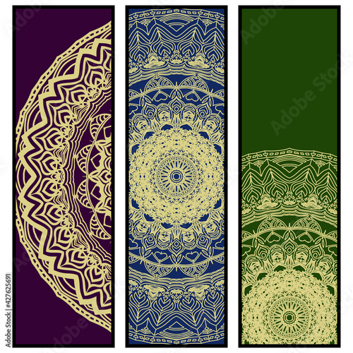 Flyer design with floral mandala. Vector illustration
